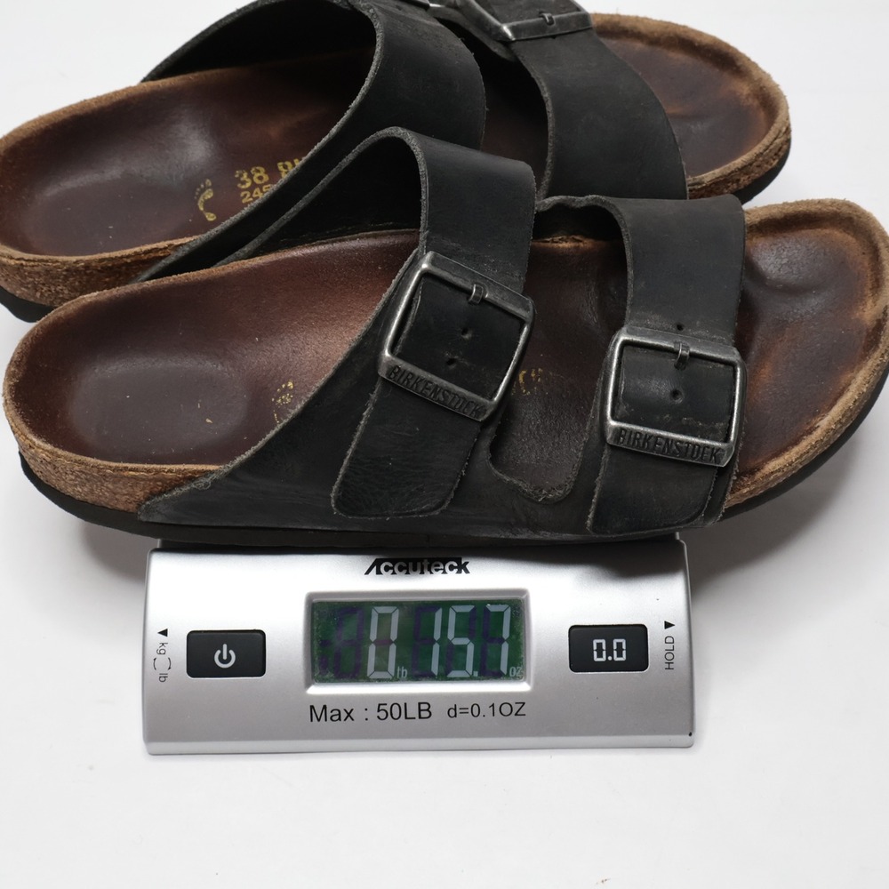 Birkenstock Black Leather Slip On Double Strap Sandals Shoes Sz 38, 7‎ 7.5 SEE - Picture 8 of 8